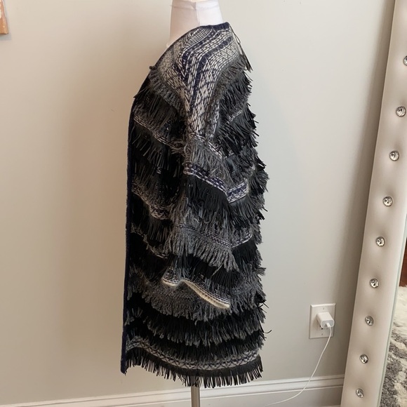Lord & Taylor 424 Fifth Fringed Open Cardigan Sweater - Picture 3 of 9